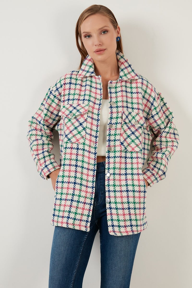 Checked Regular Fit Buttoned Shirt Jacket Women's Shirt Jacket 42190497