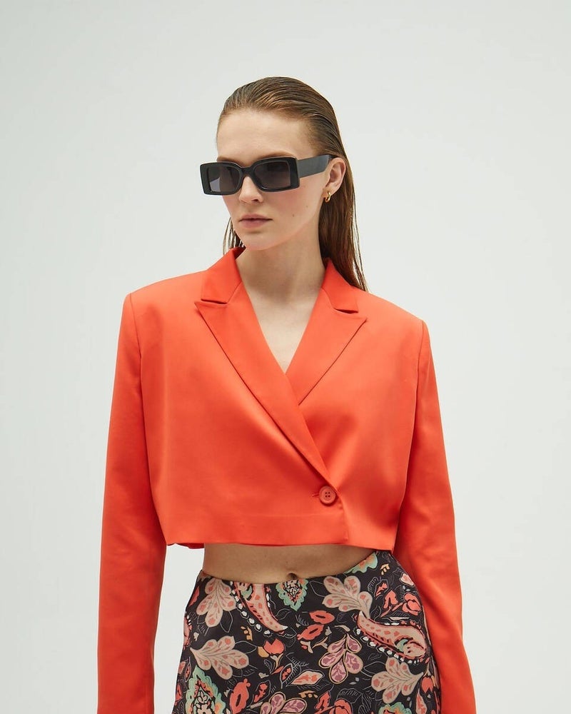 Double Breasted Orange Crop Jacket