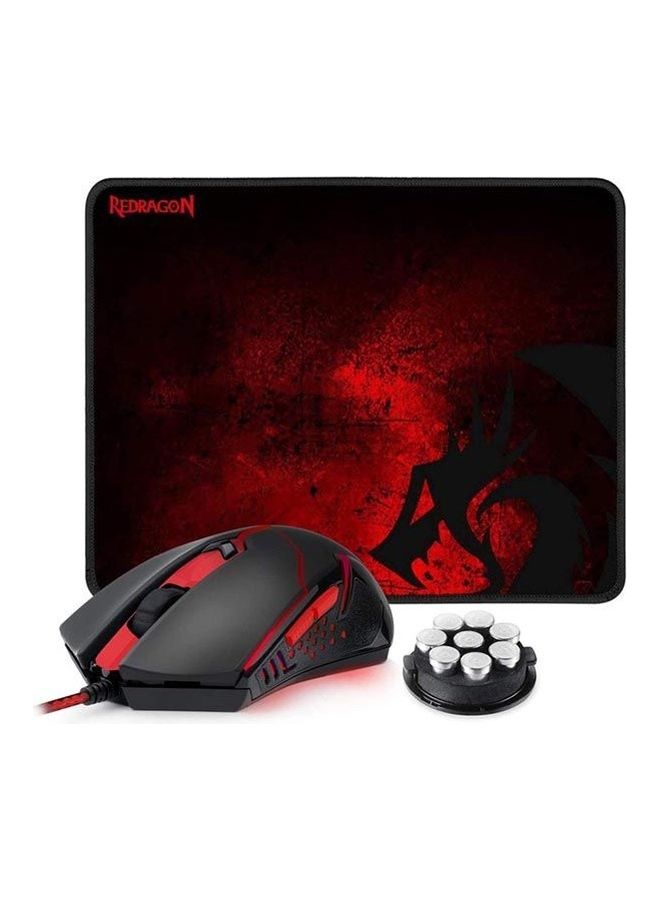 M601-BA Ergonomic Wired Gaming Mouse And Large Mouse Pad Set Of 2 Pieces For PC Gamer - Black