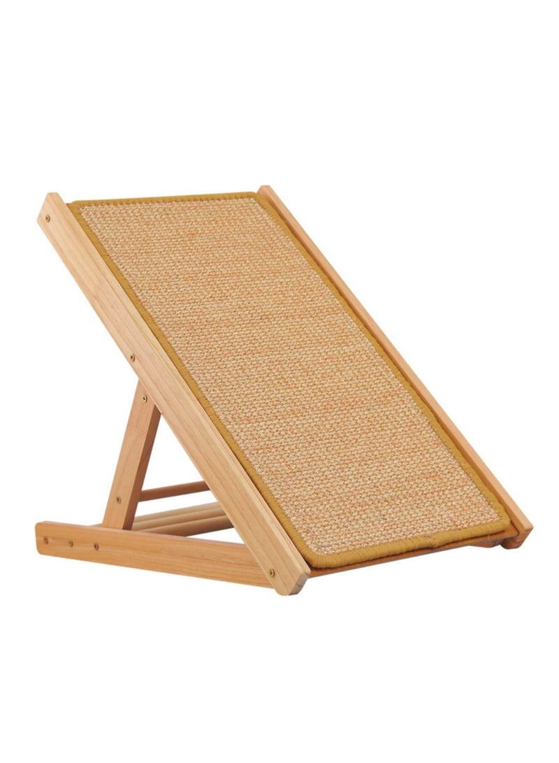 Cat Scratcher Ramp 19'' with Replaceable Sisal Mat Three Different Adjustable Height Pet Mobility Ramp for Cats  Made Of Original Natural Wood