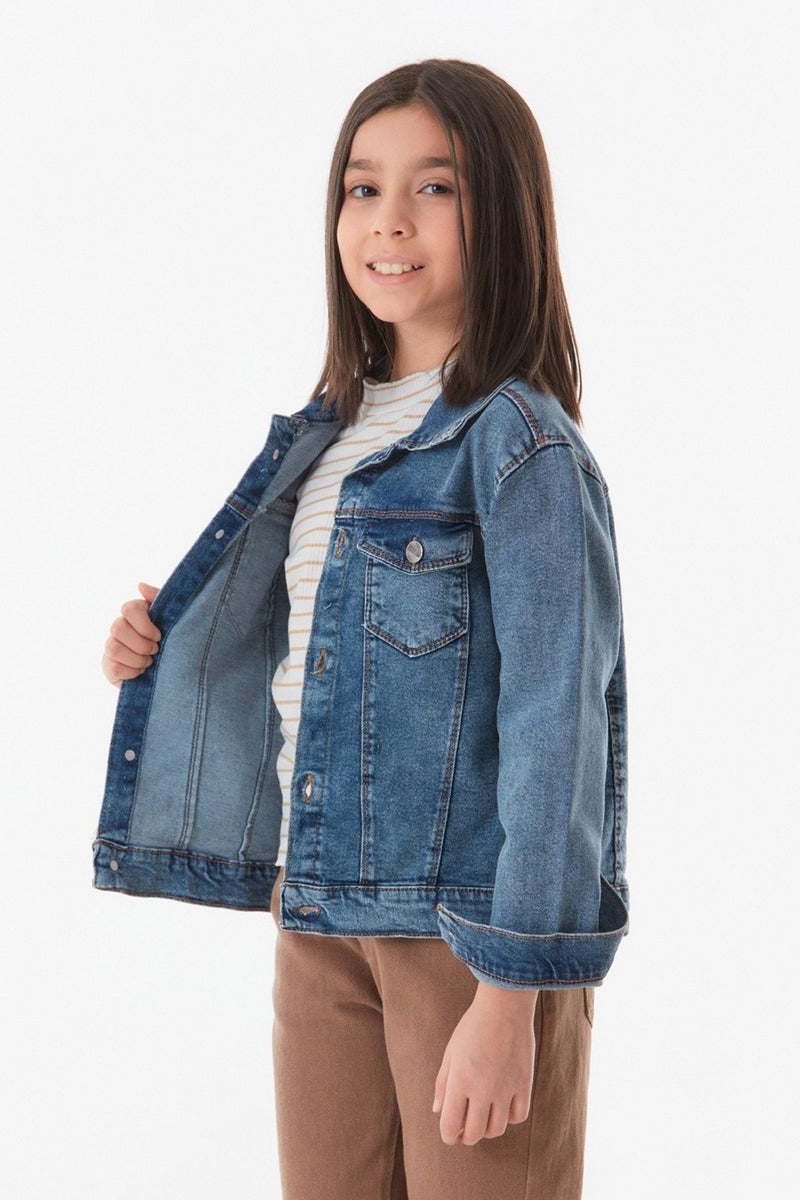 Double Pocket Unisex Kids Denim Jacket