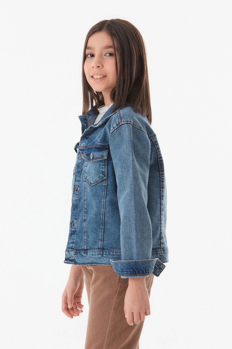 Double Pocket Unisex Kids Denim Jacket