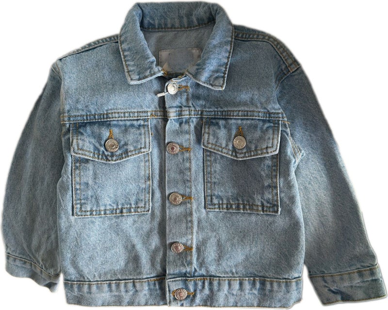 My Little One's Cici Character Mickey Kids Denim Jacket with Pocket and Buttons - Light Blue