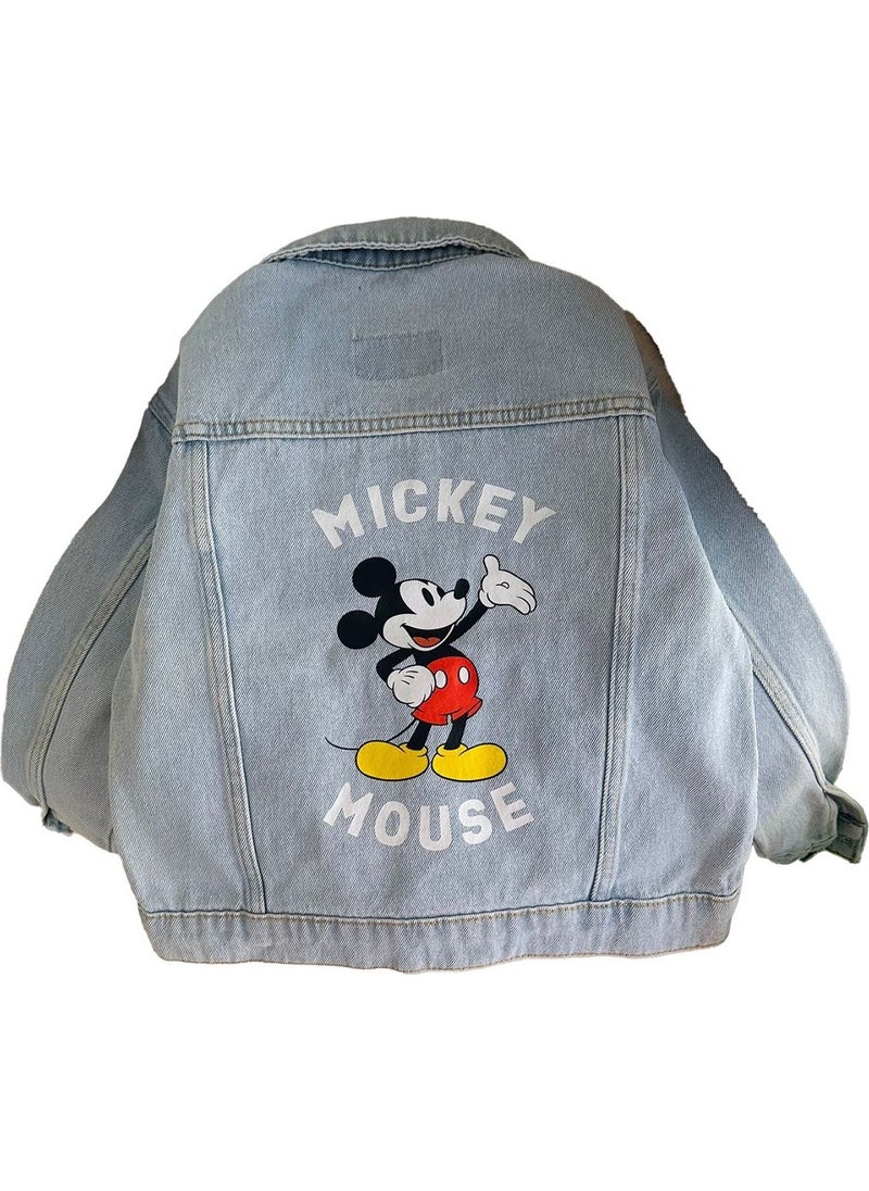 My Little Ones Mcky Ms Printed Boy's Denim Jacket - Ice Blue