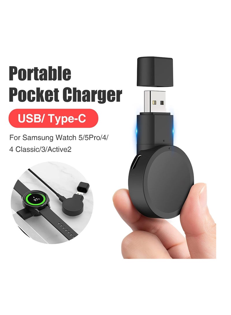 USB Type C Portable Charger For Samsung Galaxy Watch Classic3 Active2 Active Wireless Smart Watch Accessories Rotatable Dual Charging Mode Adapter For Galaxy Watch Charger Stand