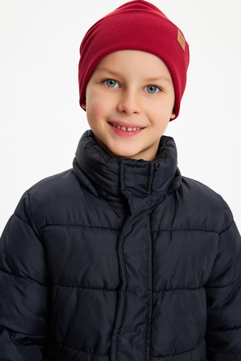 Claret Red Boy's Hat Beanie Neck Collar Set Cotton Camisole