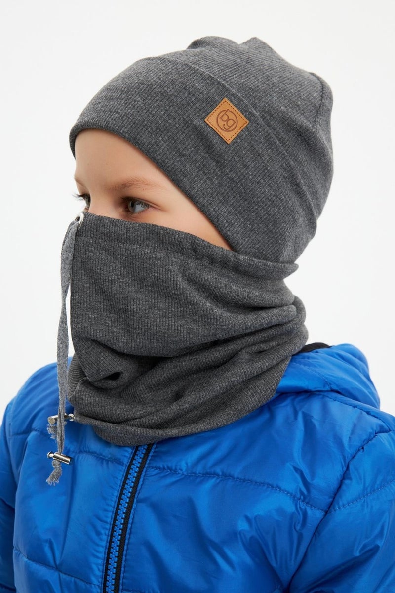 Smoked Boy's Hat Beanie Neck Collar Set Cotton Camisole