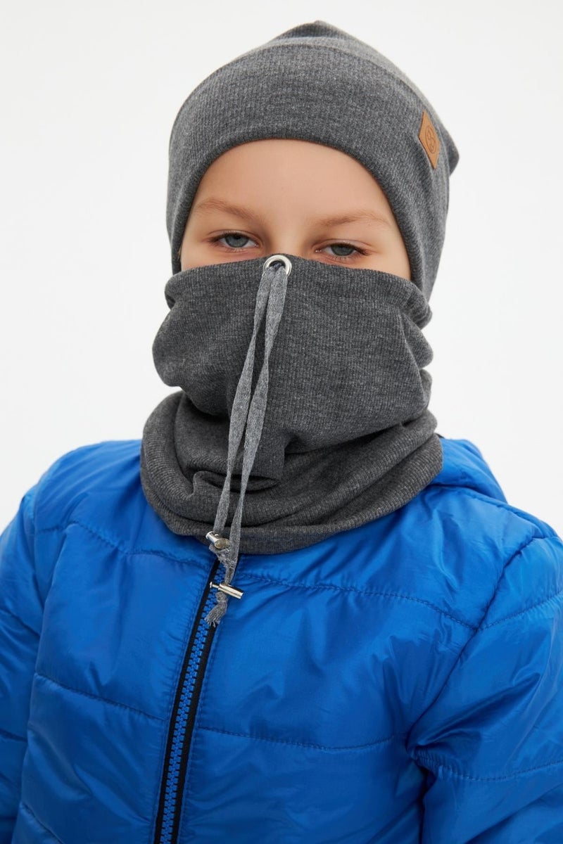 Smoked Boy's Hat Beanie Neck Collar Set Cotton Camisole