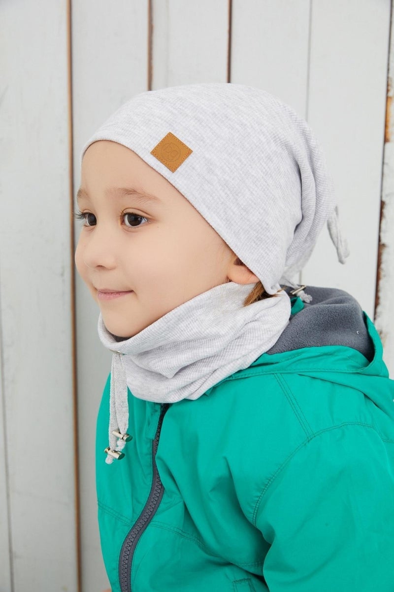 Melange Boy's Rope Hat Beanie Neck Collar Set Cotton Camisole