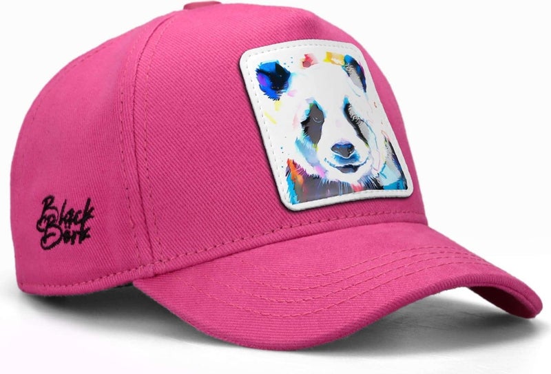 BlackBörk V1 Kids Baseball Panda - Pink Children's Hat (Cap) with 3 Code Logo