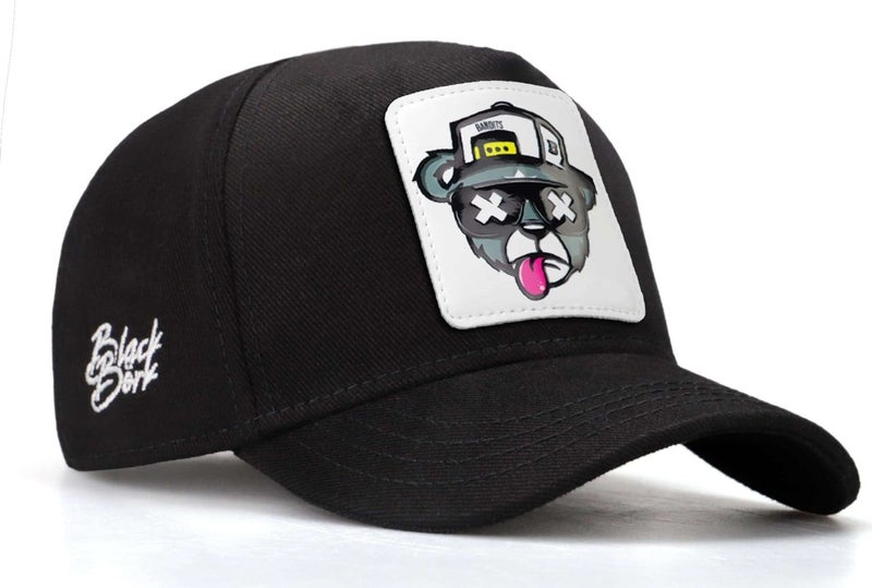 BlackBörk V1 Kids Baseball Bear - Unisex Black Children's Hat (Cap) with 15 Code Logo