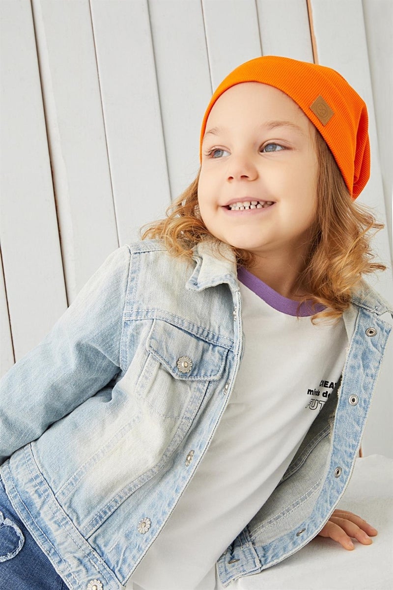 Girl's Orange String Hat Beanie Neck Collar Set Cotton Camisole