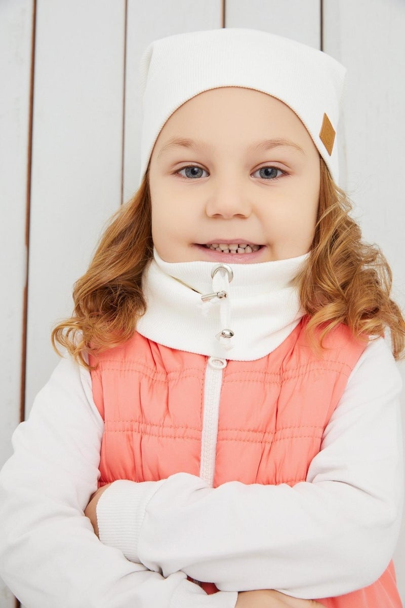 Girl's White Rope Hat Beanie Neck Collar Set Cotton Camisole