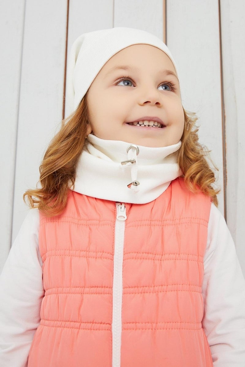 Girl's White Rope Hat Beanie Neck Collar Set Cotton Camisole