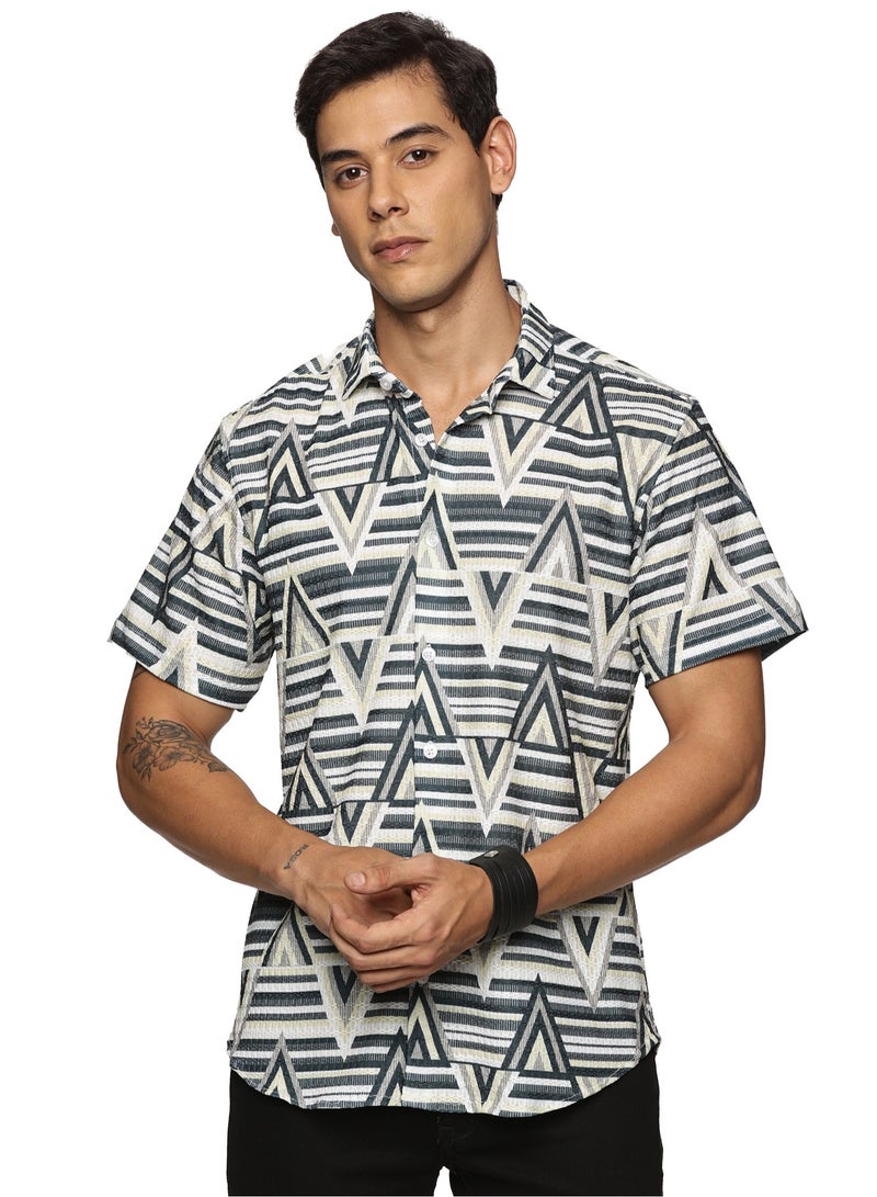 U.S. ELK Men's Printed Shirt | Half sleeves Hawaiian Men formal Shirts | Stylish and Versatile Casual Shirt For Men