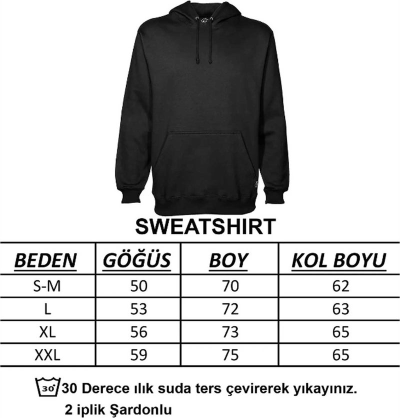 Chest Vertical Printed Hooded Sweatshirt