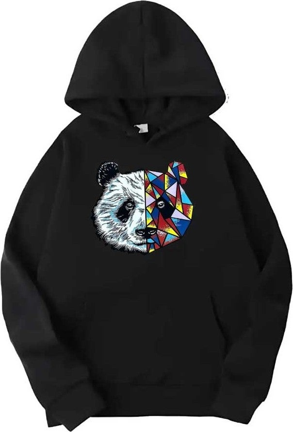 Black Panda Printed Hooded Sweatshirt