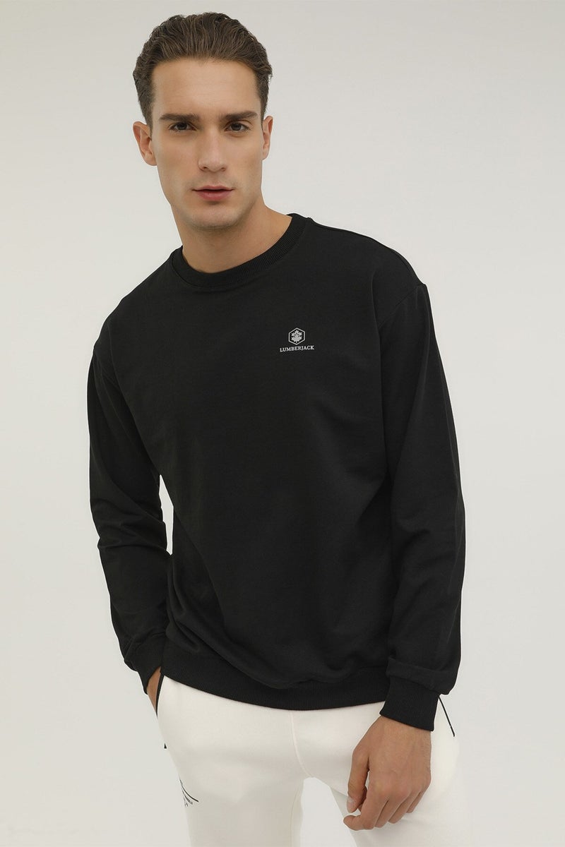 M-SN75 Basic C Neck Sweat Black Men's Sweatshirt