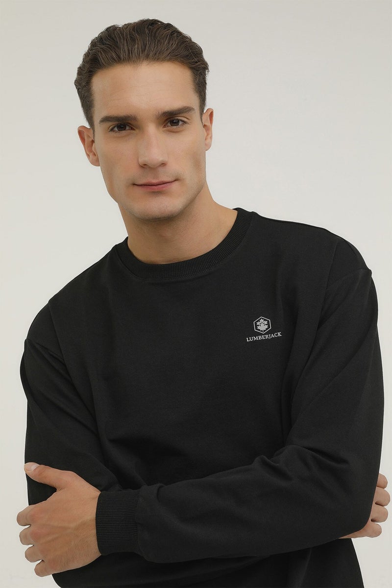 M-SN75 Basic C Neck Sweat Black Men's Sweatshirt