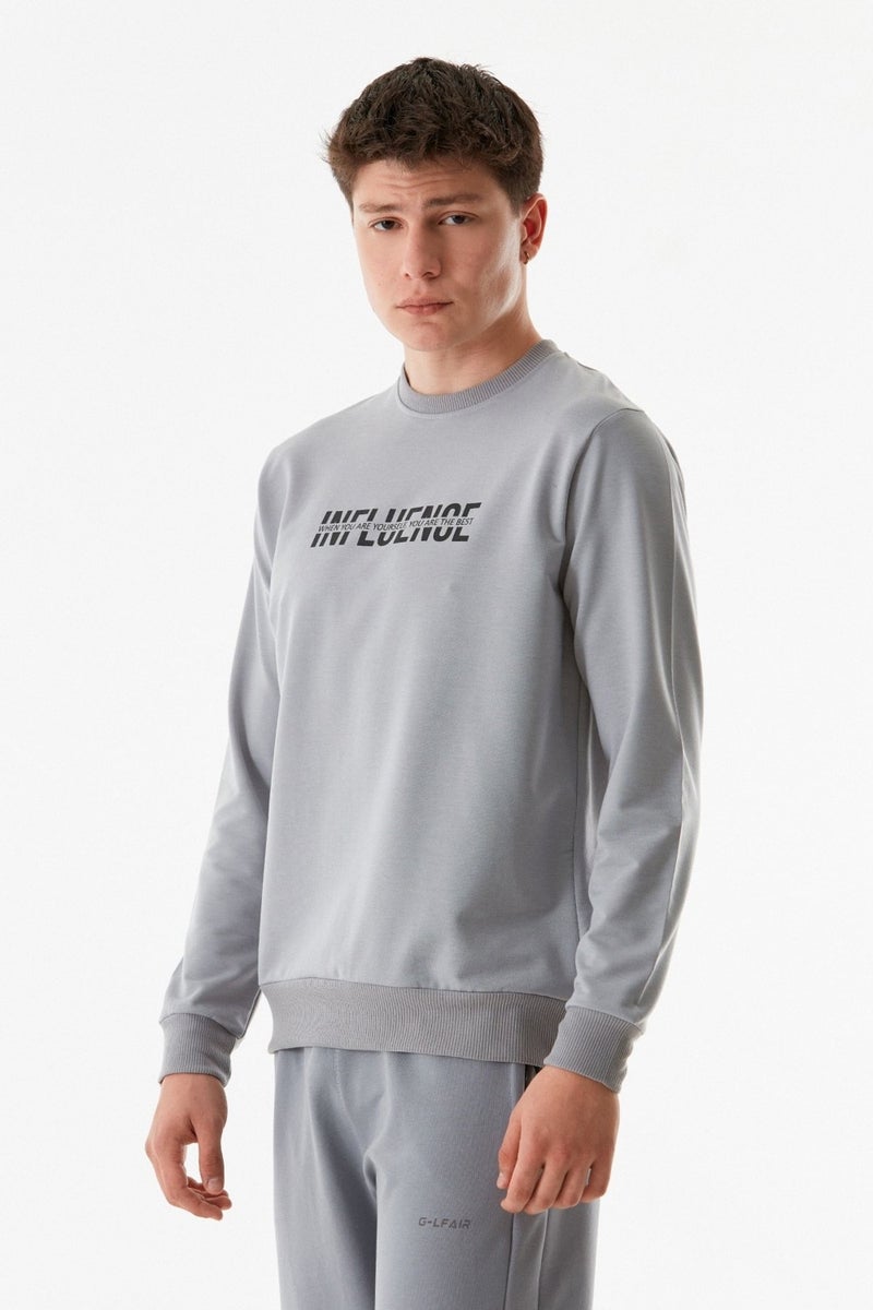 Text Printed Half Zipper Stand Collar Sweatshirt