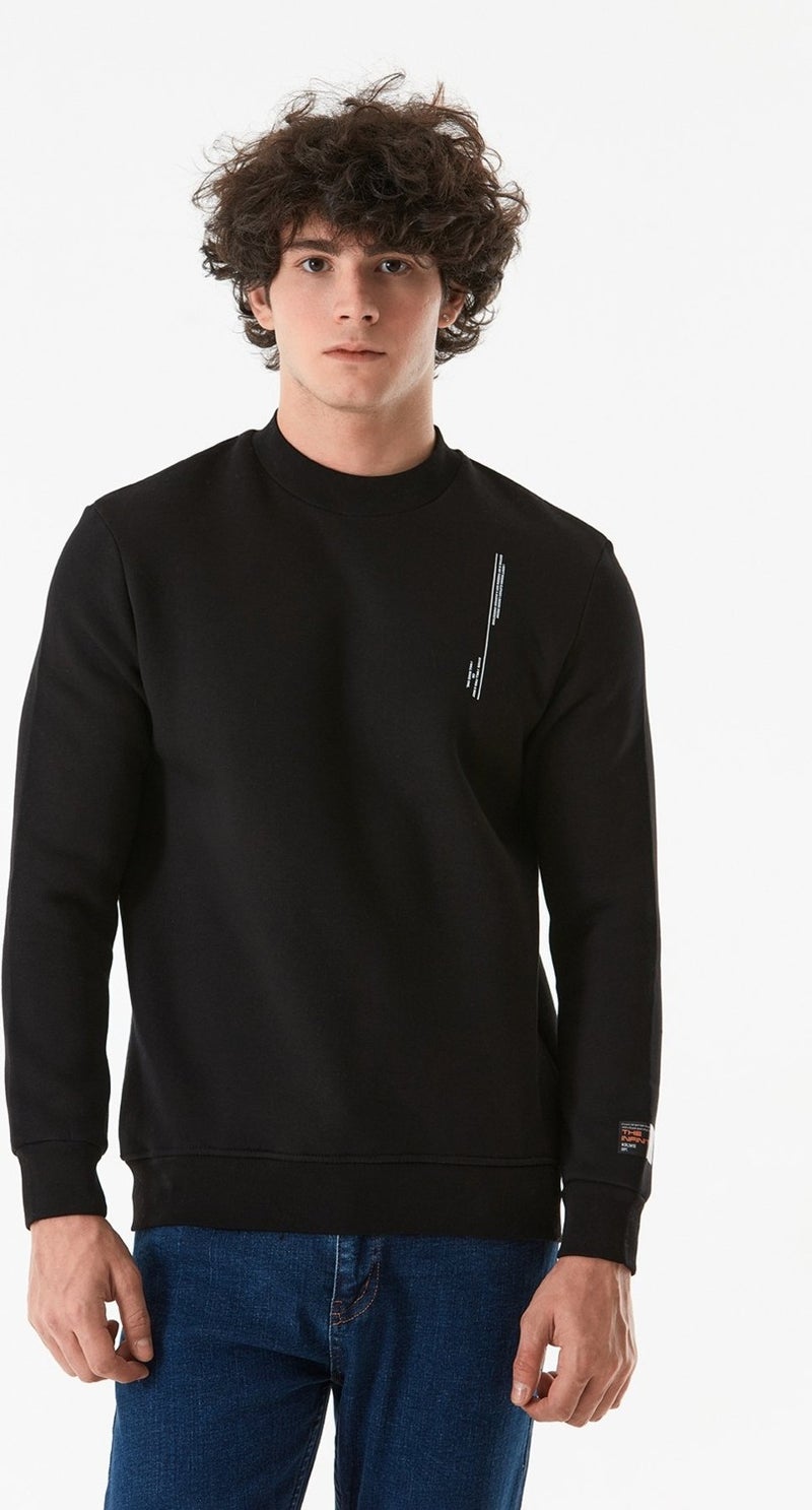 Text Printed Crew Neck Sweatshirt