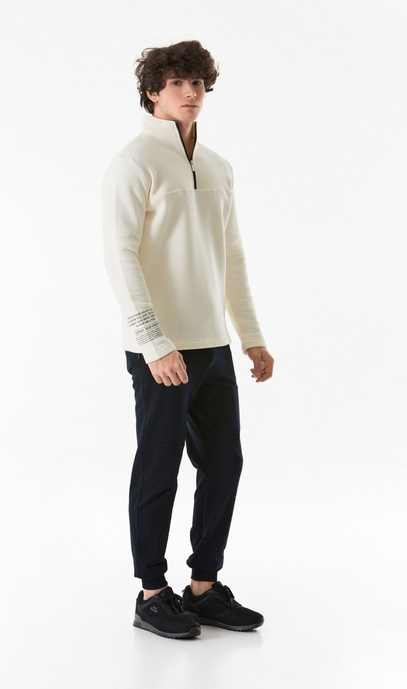 Basic Half Zipper Stand Collar Sweatshirt