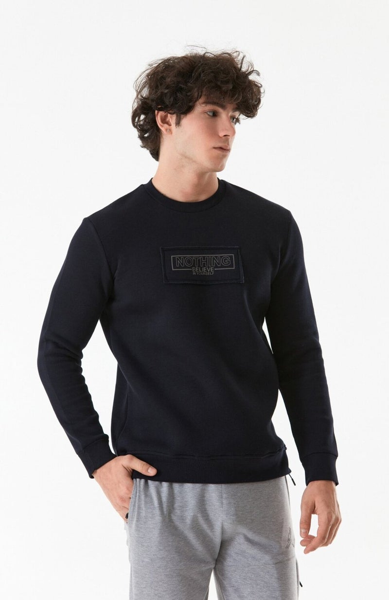 Text Printed Crew Neck Sweatshirt