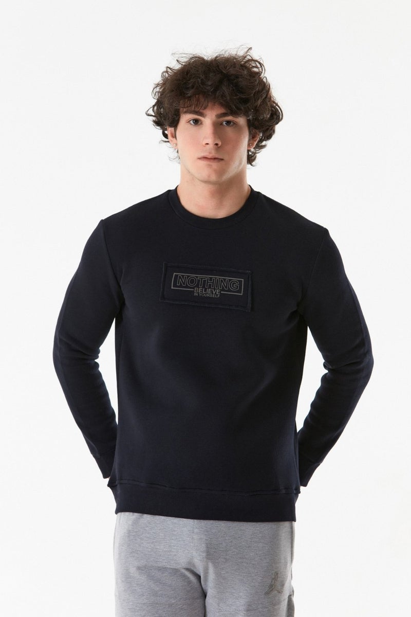 Text Printed Crew Neck Sweatshirt