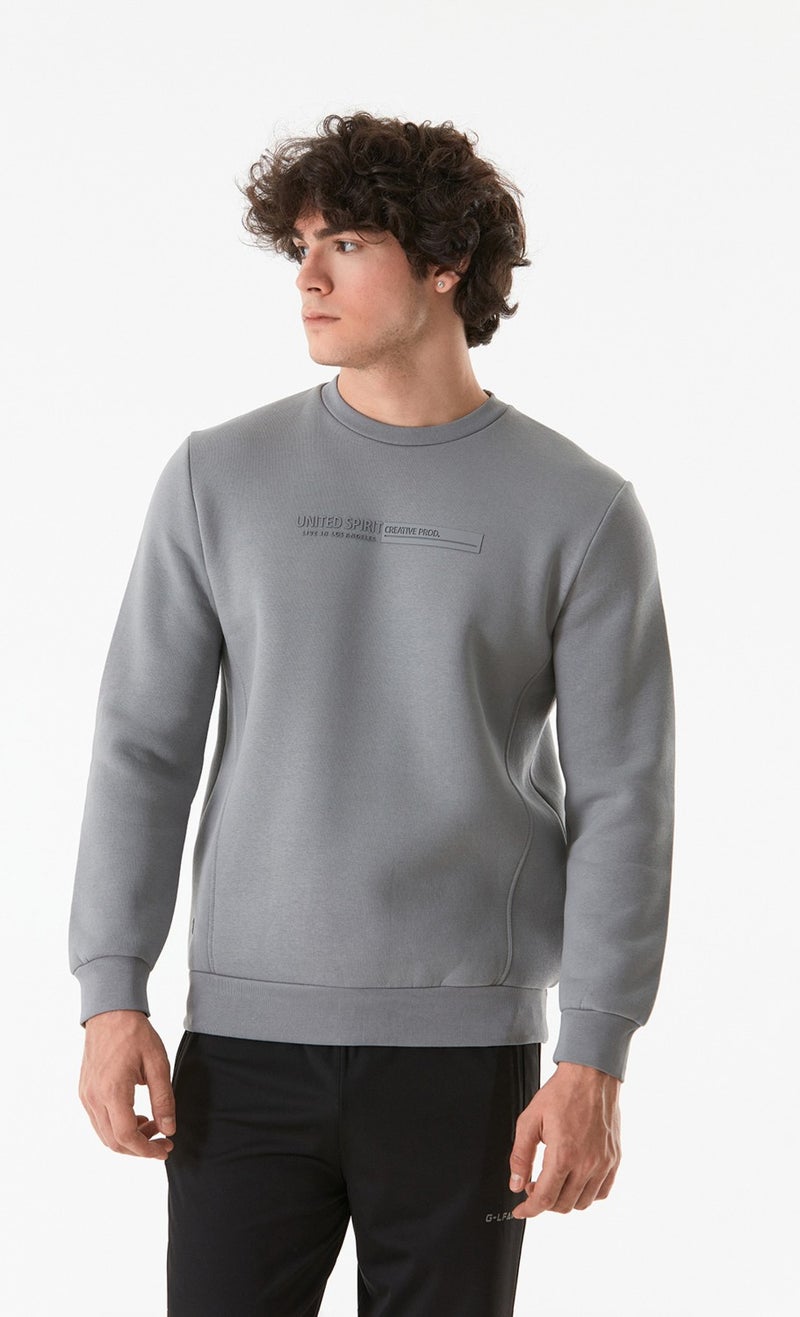 Embossed Printed Crew Neck Sweatshirt