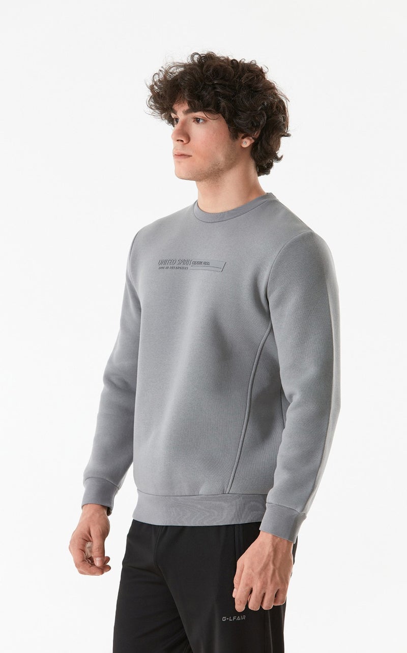 Embossed Printed Crew Neck Sweatshirt