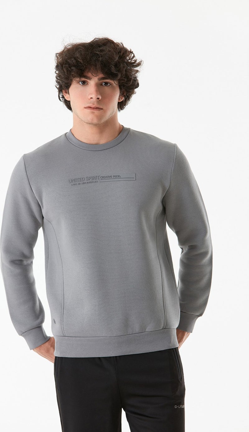 Embossed Printed Crew Neck Sweatshirt