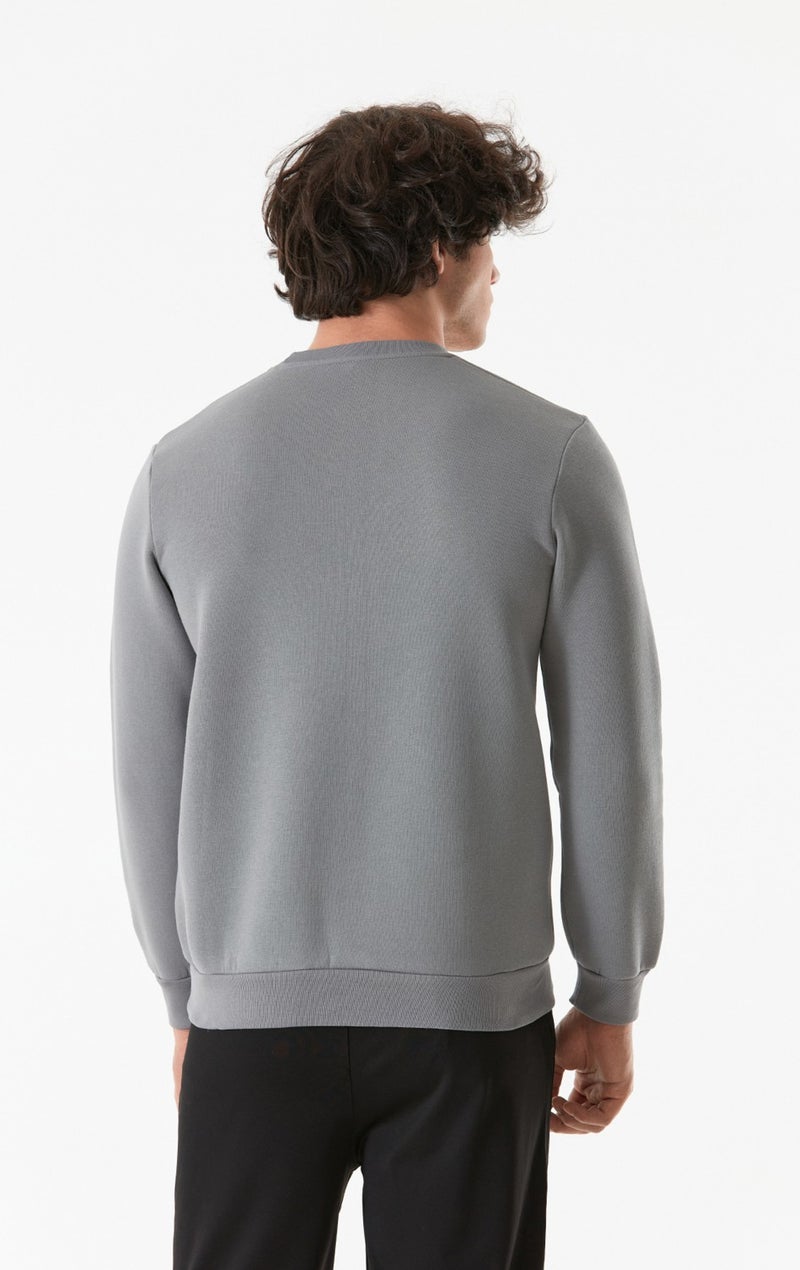 Embossed Printed Crew Neck Sweatshirt