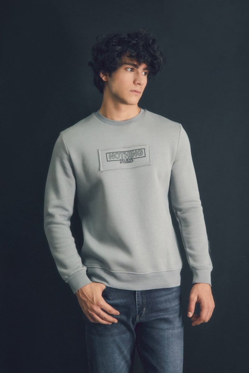 Text Printed Crew Neck Sweatshirt