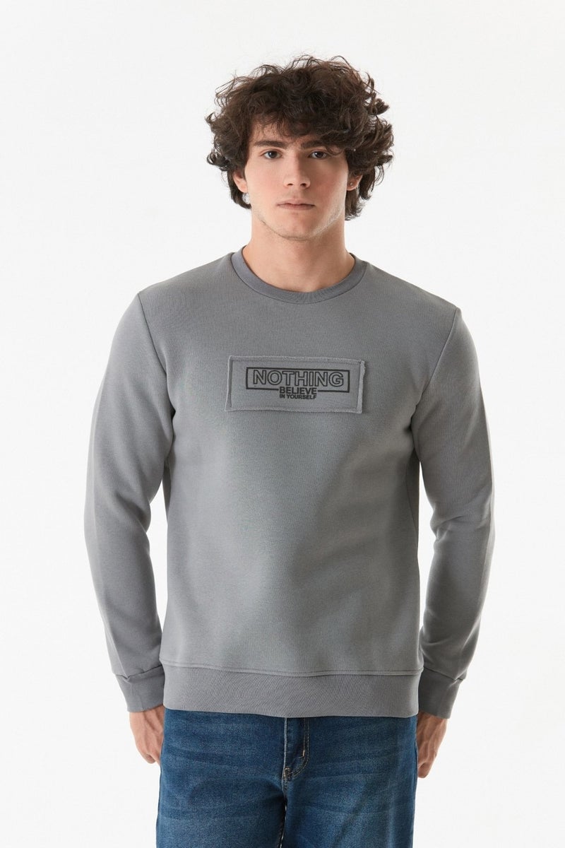 Text Printed Crew Neck Sweatshirt