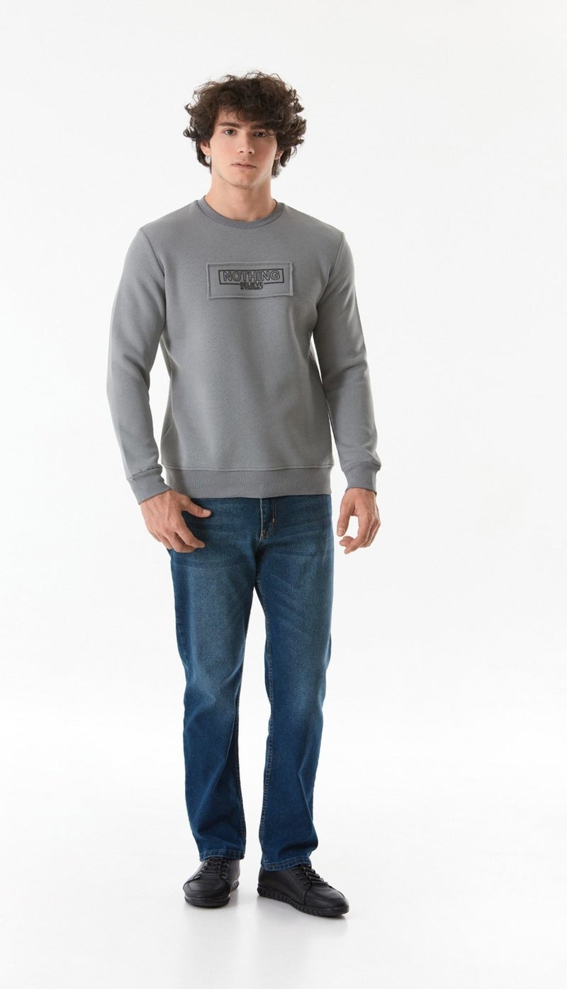 Text Printed Crew Neck Sweatshirt