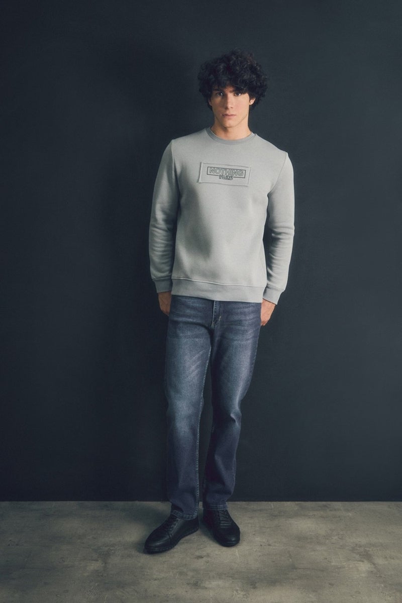 Text Printed Crew Neck Sweatshirt