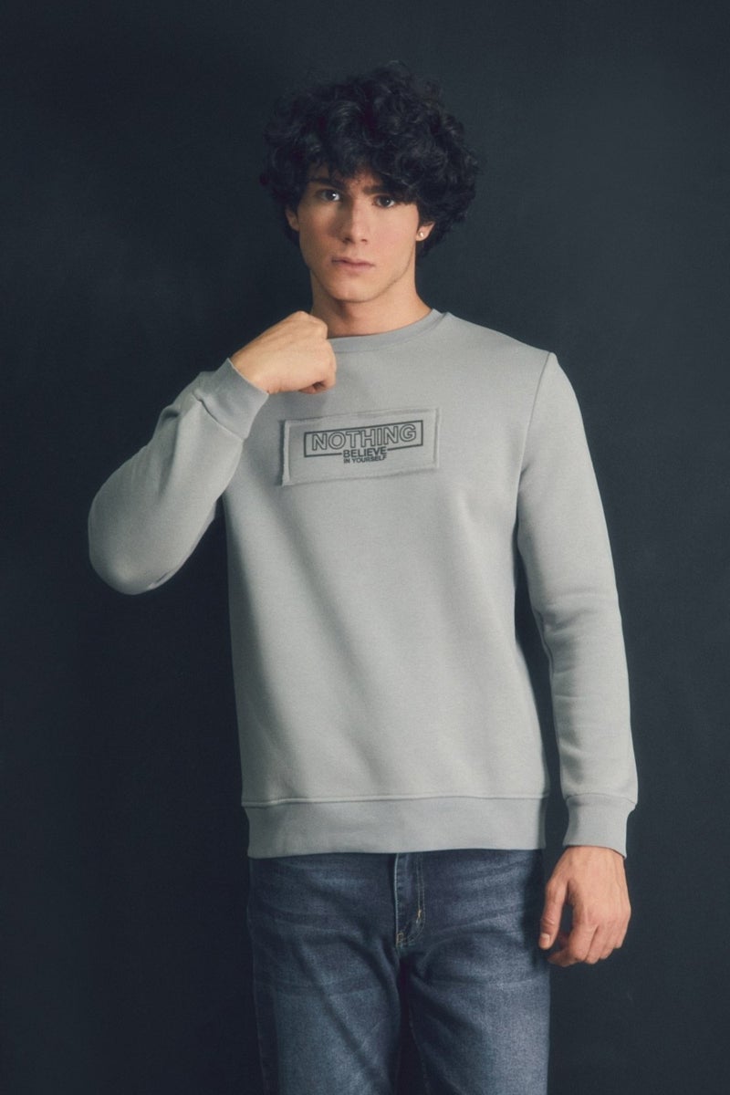 Text Printed Crew Neck Sweatshirt