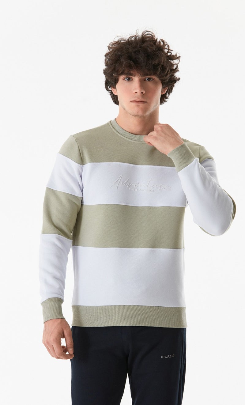 Color Block Text Printed Crew Neck Sweatshirt