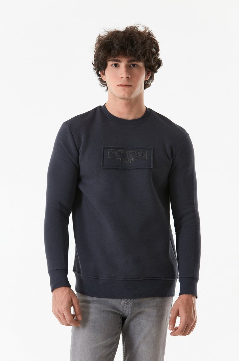 Text Printed Crew Neck Sweatshirt