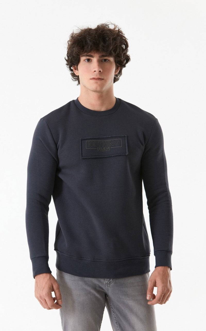 Text Printed Crew Neck Sweatshirt