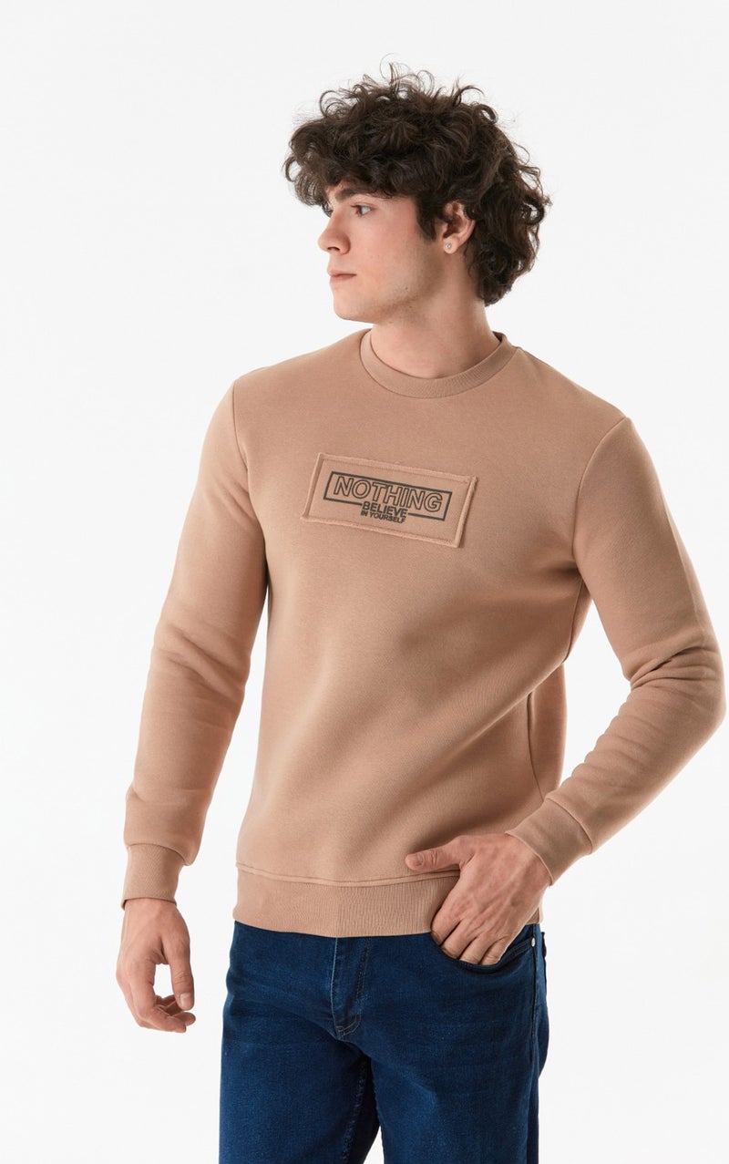 Text Printed Crew Neck Sweatshirt