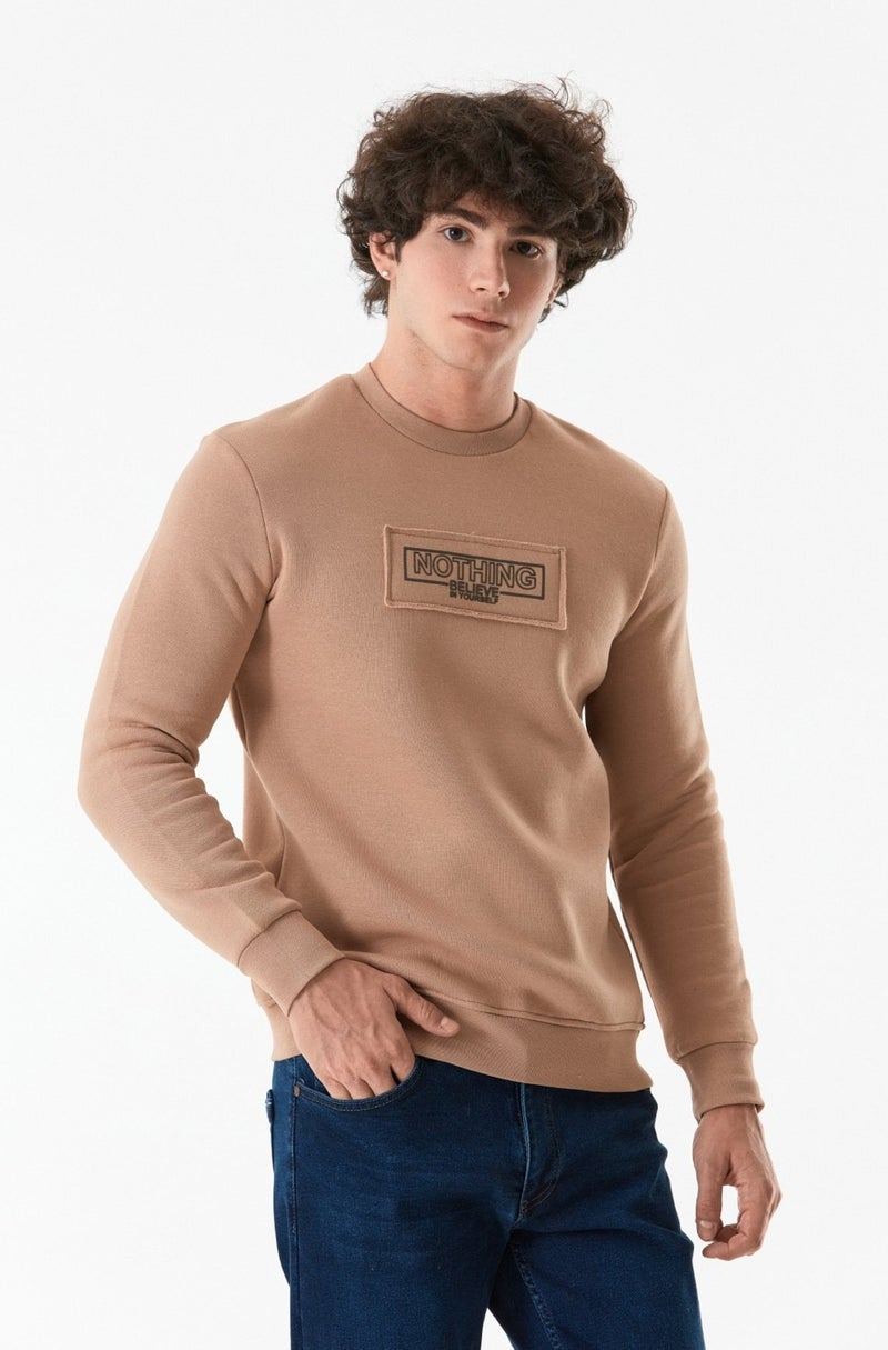 Text Printed Crew Neck Sweatshirt