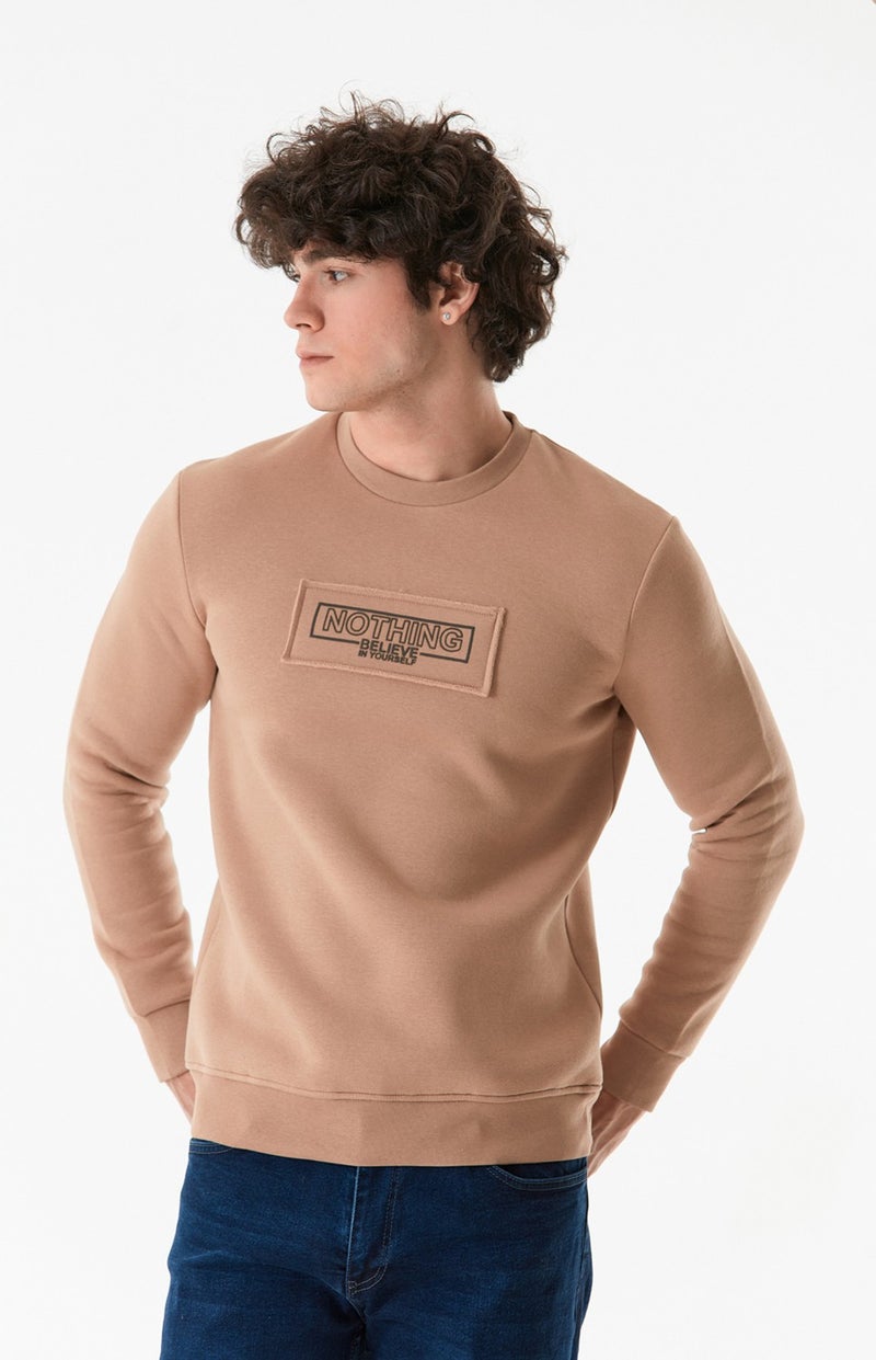 Text Printed Crew Neck Sweatshirt