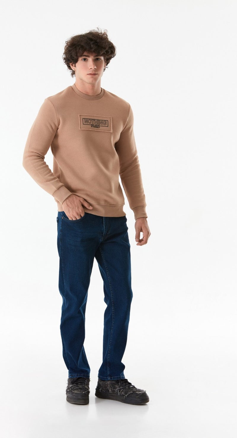 Text Printed Crew Neck Sweatshirt