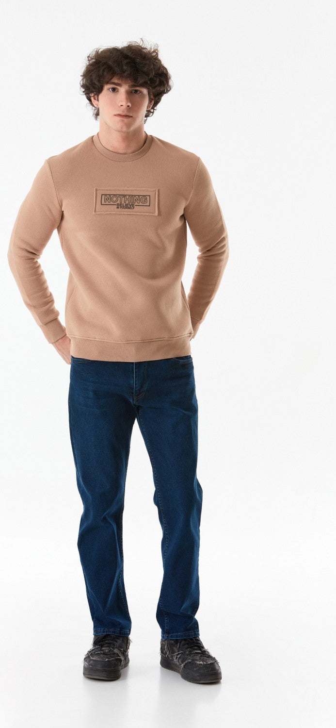 Text Printed Crew Neck Sweatshirt