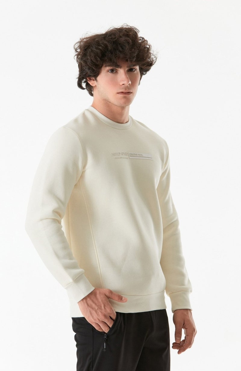 Embossed Printed Crew Neck Sweatshirt