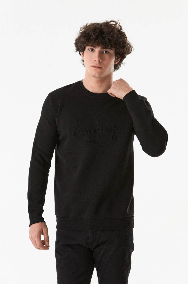 Embossed Crew Neck Sweatshirt