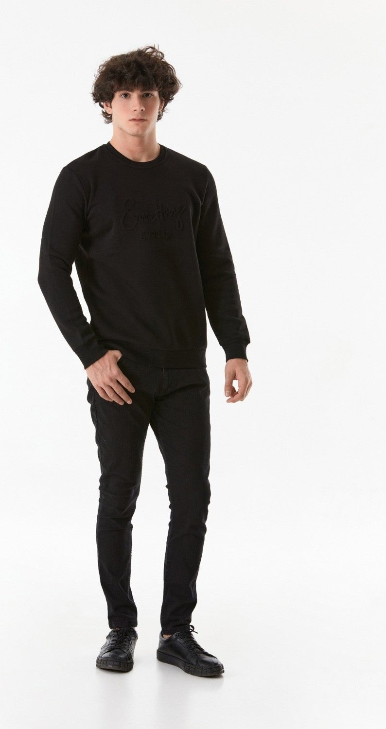 Embossed Crew Neck Sweatshirt