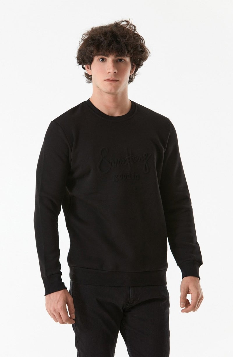 Embossed Crew Neck Sweatshirt