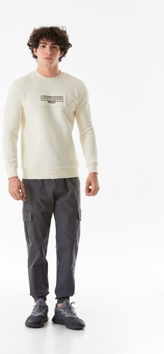 Text Printed Crew Neck Sweatshirt